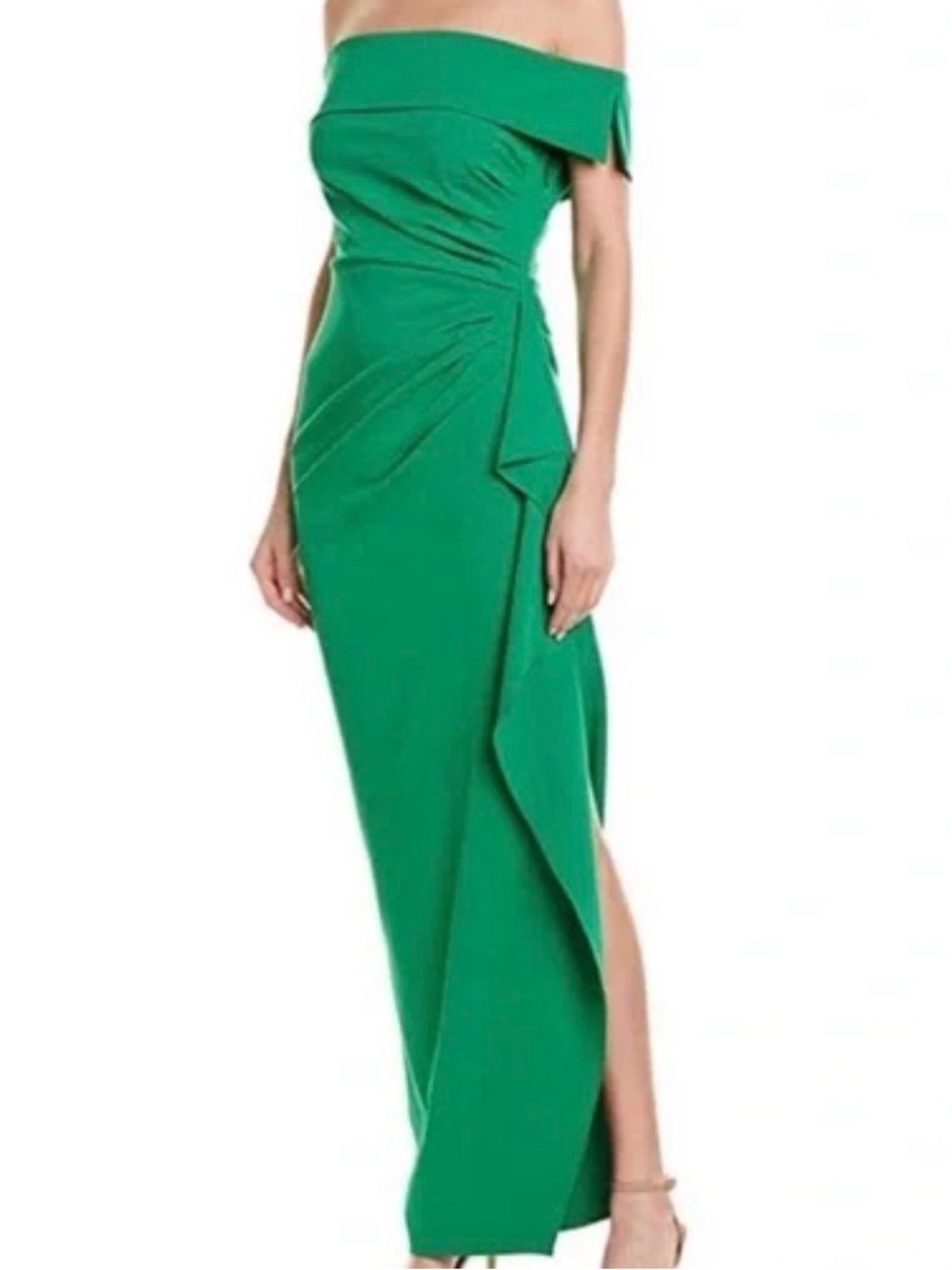 Vince Camuto Green Off-Shoulder Draped Midi Dress Size 6